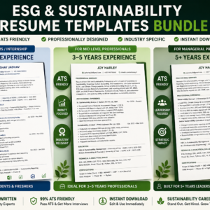ESG & Sustainability Resume Templates Bundle (0–10+ Years Experience)